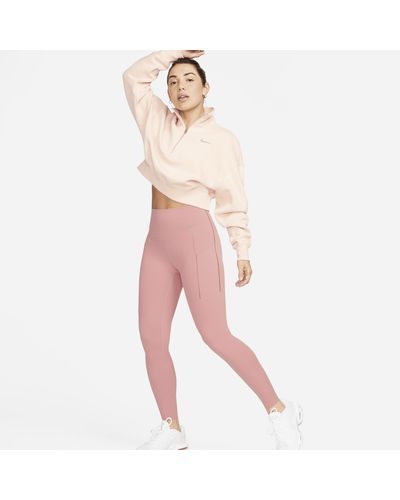Nike Universa Medium-support High-waisted 7/8 Leggings With Pockets - Pink
