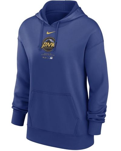 Nike Seattle Mariners Authentic Collection City Connect Practice Dri-fit Mlb Pullover Hoodie - Blue