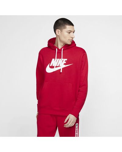 Nike Sportswear Club Fleece Graphic Pullover Hoodie - Red