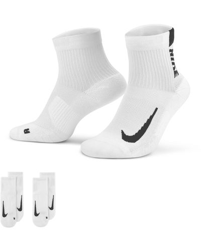 Nike Multiplier Running Ankle Socks (2 Pairs) Polyester - White
