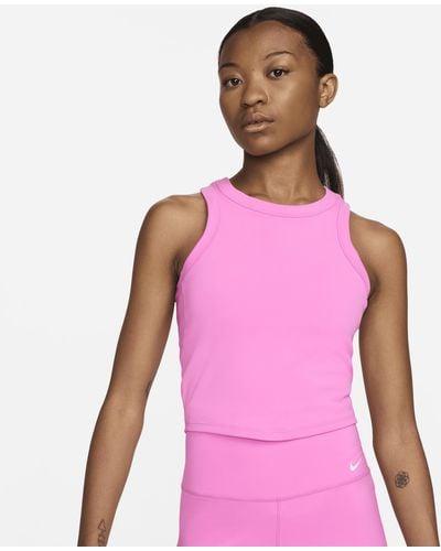 Nike One Fitted Dri-fit Cropped Tank Top - Pink