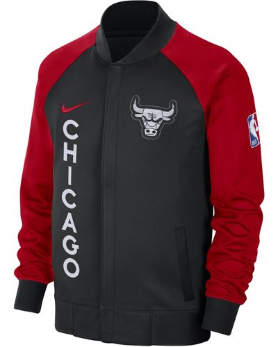 Nike Chicago Bulls Showtime City Edition Dri-fit Jack Met Lange Mouwen En Rits Over De Hele Lengte - Rood