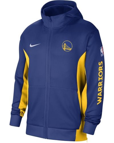 Nike Golden State Warriors Showtime Dri-fit Nba Full-zip Hoodie 50% Recycled Polyester - Blue