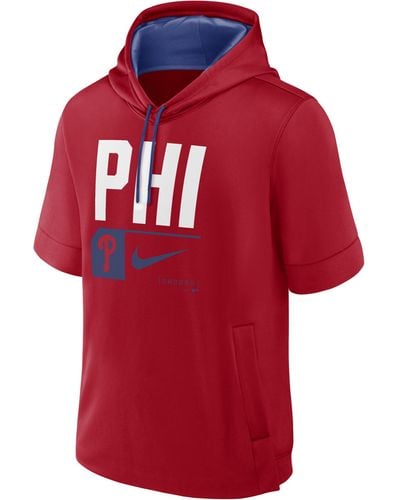 Nike Philadelphia Phillies Tri Code Lockup Mlb Short-sleeve Pullover Hoodie - Red