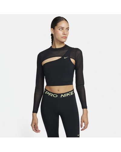 Nike Top corto a manica lunga pro - Nero