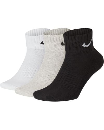 Nike 3 Pack Cushion Quarter Socks - White
