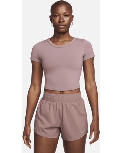 Nike One Fitted Dri-fit Short-sleeve Cropped Top - Purple
