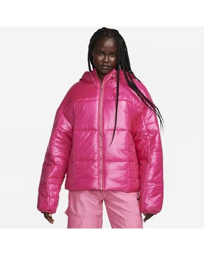 Nike Sportswear Classic Puffer Shine Therma-fit Loose Jacket Polyester - Pink