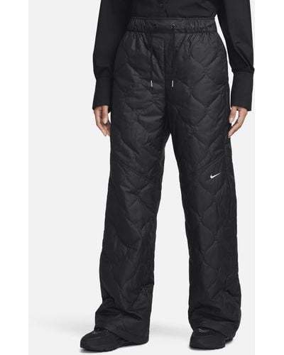 Nike Sportswear Essential High-waisted Open-hem Quilted Trousers 50% Recycled Polyester - Black