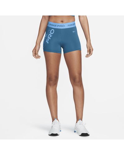 Nike Pro Mid-rise 3" Graphic Shorts - Blue