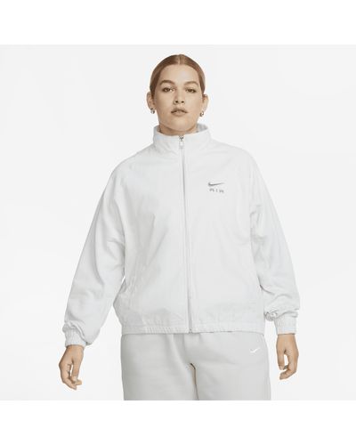 Nike Air Corduroy Fleece Full-zip Jacket In Grey, - White