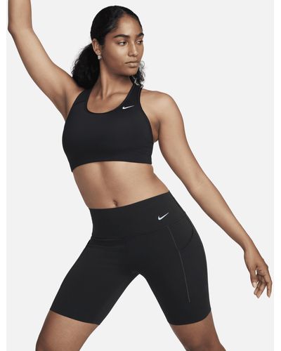 Nike Universa Medium-support Mid-rise 8" Biker Shorts With Pockets - Black