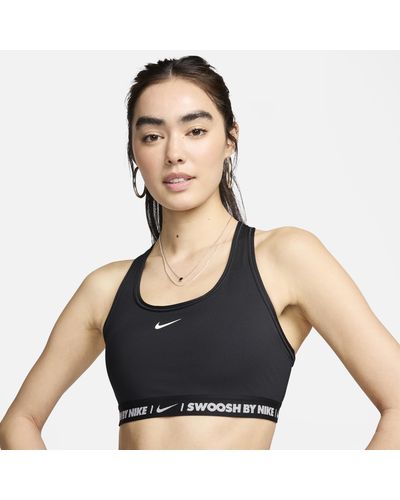 Nike Swoosh Medium-support Padded Sports Bra Polyester - Blue