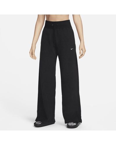 Nike Pantaloni confortevoli in fleece a gamba larga e vita alta sportswear phoenix plush - Nero