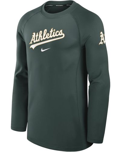 Nike Oakland Athletics Authentic Collection Game Time Dri-fit Mlb Long-sleeve T-shirt - Green