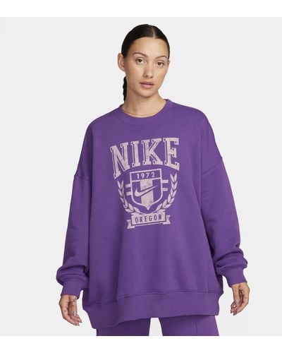 Nike Sportswear Oversized Fleece Crew-neck Sweatshirt Polyester - Purple