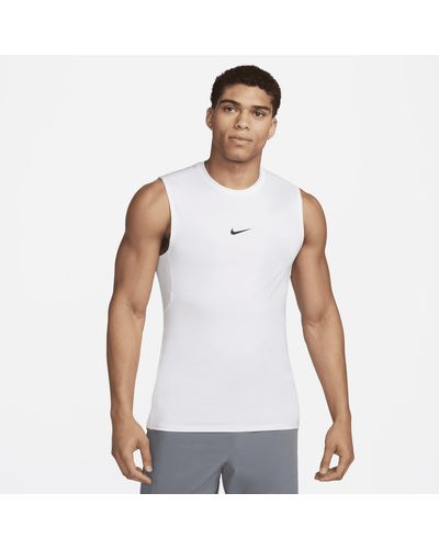 Nike Pro Dri-fit Slim Sleeveless Top - White