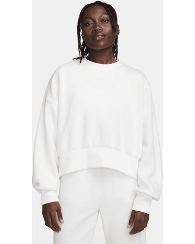 Nike Sportswear Plush Oversized Crew-neck Mod Crop Sweatshirt - White