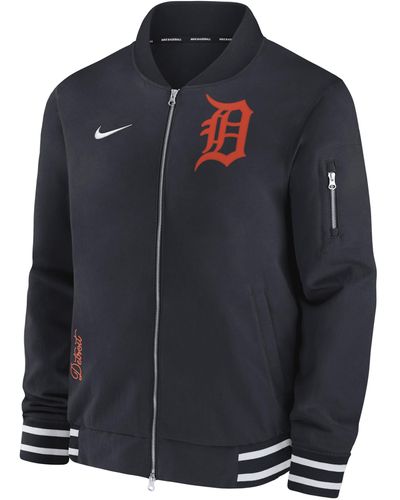 Nike Detroit Tigers Authentic Collection Mlb Full-zip Bomber Jacket - Blue