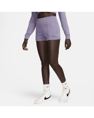 Nike Sportswear Chill Terry High-waisted Slim 5cm (approx.) French Terry Shorts Cotton - Purple