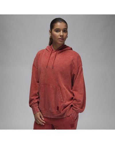 Nike Jordan Flight Fleece Washed Hoodie Polyester - Red