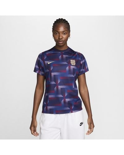 Nike England Academy Pro Dri-fit Football Pre-match Short-sleeve Top Polyester - Blue