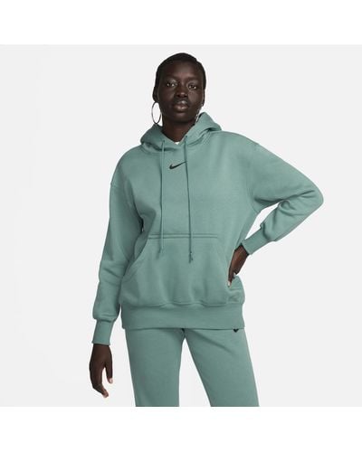 Nike Felpa pullover oversize con cappuccio sportswear phoenix fleece - Verde