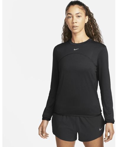 Nike Dri-fit Swift Element Uv Crew-neck Running Top - Black