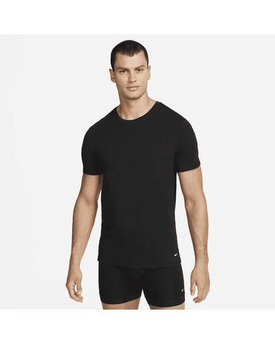 Nike Dri-fit Essential Cotton Stretch Slim Fit Crew Neck Undershirt (2-pack) - Black