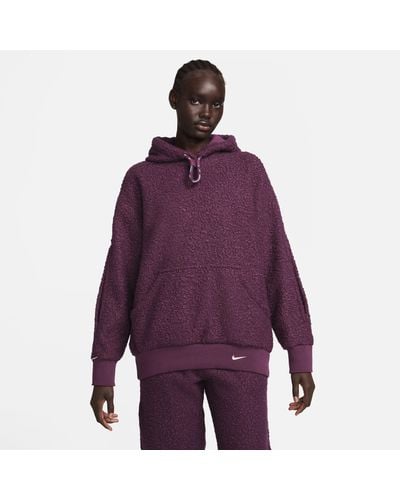 Nike Felpa con cappuccio in fleece high-pile sportswear collection - Viola