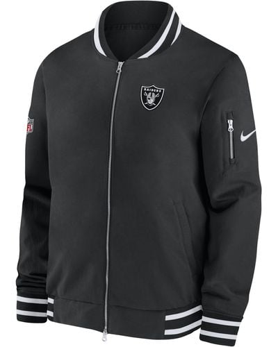 Nike Coach (nfl Las Vegas Raiders) Full-zip Bomber Jacket Polyester - Black