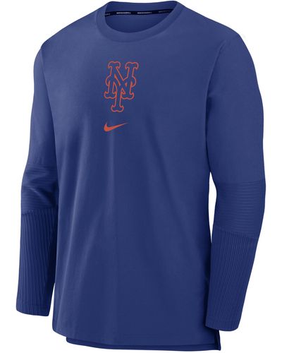 Nike New York Mets Authentic Collection Player Dri-fit Mlb Pullover Jacket - Blue