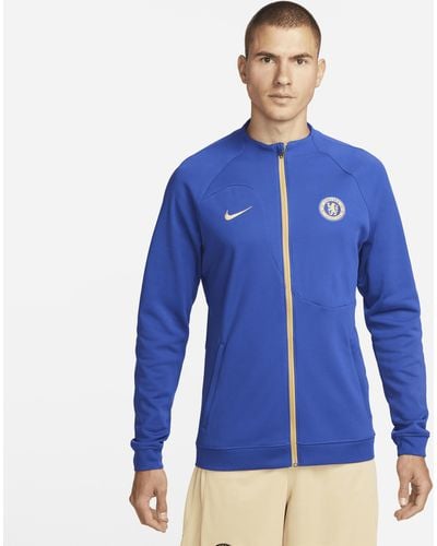 Nike Giacca da calcio in maglia con zip a tutta lunghezza chelsea fc academy pro - Blu