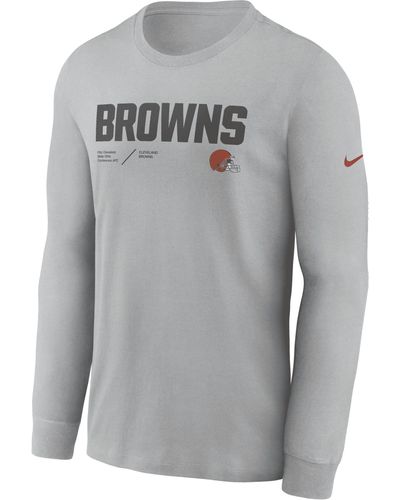 Nike Dri-fit Infograph Lockup (nfl Cleveland Browns) Long-sleeve T-shirt - Gray