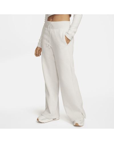 Nike Sportswear Phoenix Plush High-waisted Wide-leg Cosy Fleece Trousers - White