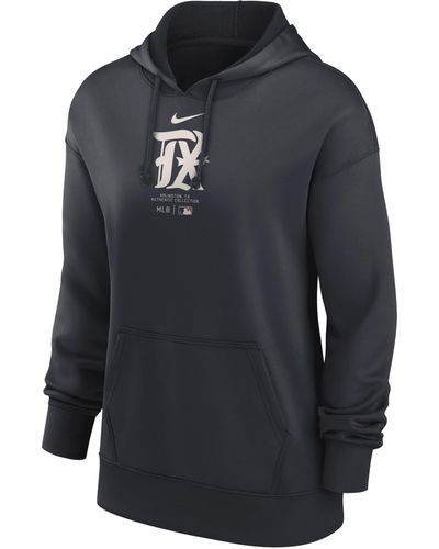 Nike Texas Rangers Authentic Collection City Connect Practice Dri-fit Mlb Pullover Hoodie - Blue