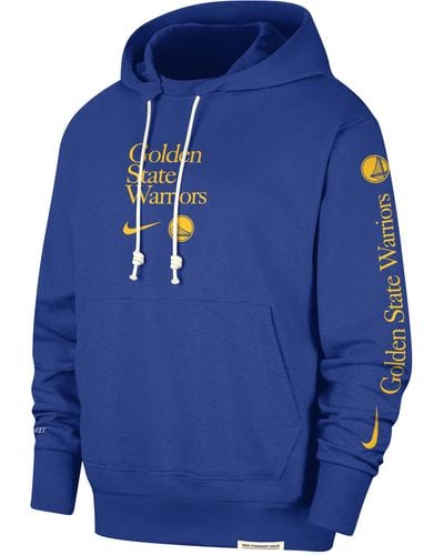 Nike Golden State Warriors Standard Issue Courtside Dri-fit Nba Hoodie Cotton - Blue