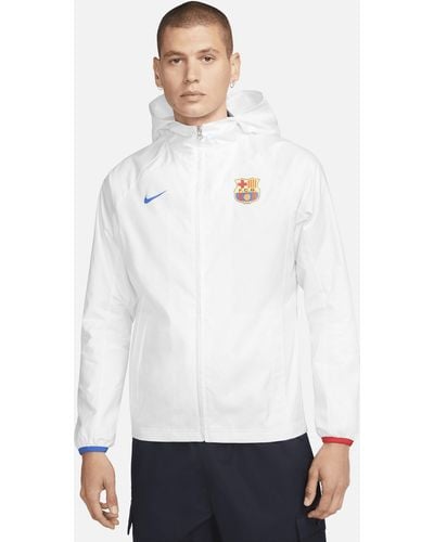 Nike F.c. Barcelona Awf Football Jacket Polyester - White