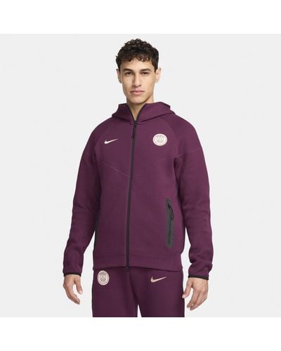 Nike Paris Saint-germain Tech Fleece Windrunner Football Full-zip Hoodie - Purple