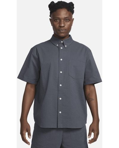 Nike Life Short-sleeve Seersucker Button-down Shirt - Blue