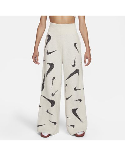 Nike Sportswear Phoenix Cozy Bouclé High-waisted Wide-leg Knit Pants - Natural