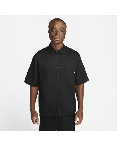 Nike Club Button-down Short-sleeve Top - Black
