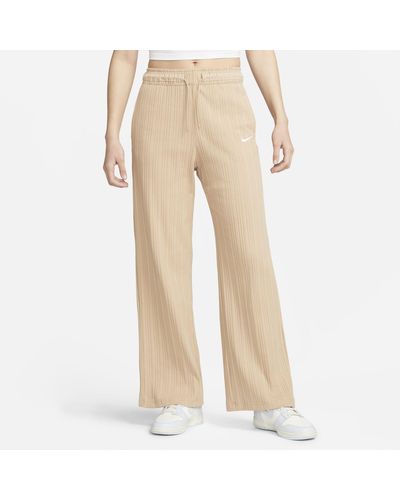 Nike Sportswear Ribbed Jersey Wide-leg Pants Brown - Natural