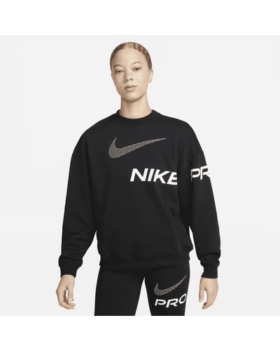 Nike Dri-fit Get Fit French Terry Graphic Crew-neck Sweatshirt - Black