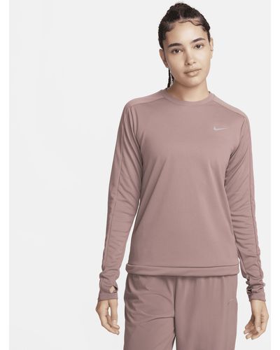 Nike Dri-fit Crew-neck Running Top 50% Recycled Polyester - Brown