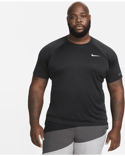 Nike Essential Dri-fit Short-sleeve Swim Hydroguard (extended Size) - Black