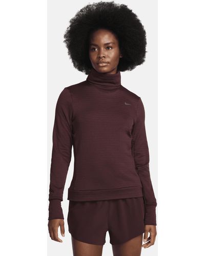 Nike Therma-fit Swift Turtleneck Running Top 50% Recycled Polyester - Purple