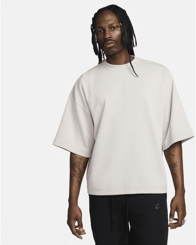 Nike Sportswear Tech Fleece Reimagined Oversized Short-sleeve Sweatshirt - Gray