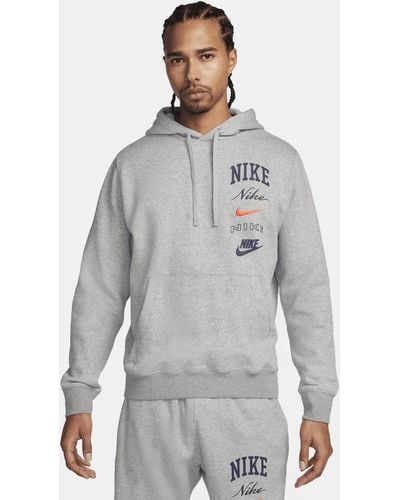 Nike Club Fleece Pullover Hoodie Cotton - Grey