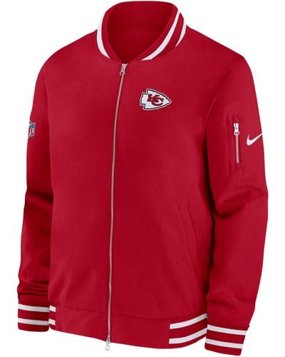 Nike Coach (nfl Kansas City Chiefs) Full-zip Bomber Jacket Polyester - Red